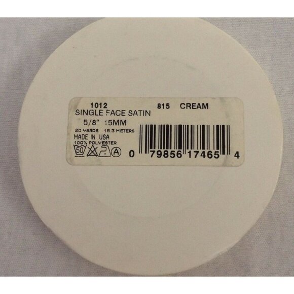 Offray Cream Single Face Satin Ribbon 5/8" Wide 20 Yards Craft Floral Wedding - Picture 3 of 3